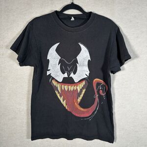 Marvel Faded Black T-Shirt Venom Face Of Poison Size Small Lightly Distressed